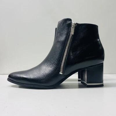 Calvin Klein Mujer Fara 34E7699 Cuero Negro Cremallera Tobillo Zapato Talla 7.5 Foto 1 de 4