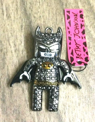 Betsey Johnson Cristal Murciélago Hombre Colgante y Broche Prendedor ¡Nuevo Adorable Cutie! Foto 1 de 2