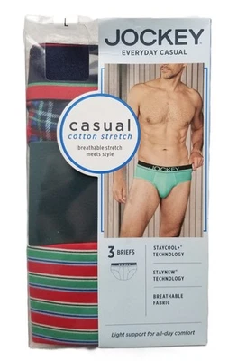 Calzoncillos informales 3pk Jockey Everyday verde/rojo mezcla de algodón talla L 36-38 NUEVOS #B Foto 1 de 2