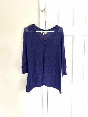 Suéter Suéter Habitat Mezcla de Lino S Púrpura Manga 3/4 Tejido Abierto Para Mujer Foto 1 de 4