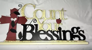 Cuenta tus bendiciones con decoración de mesa/abrigo de metal cruzado - Imagen 1 de 8