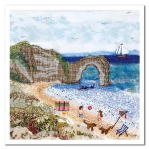 Emma Ball Durdle Door Dorset Tartan Cliffs  Limestone Arch  Lulworth Textile Art - Picture 1 of 3