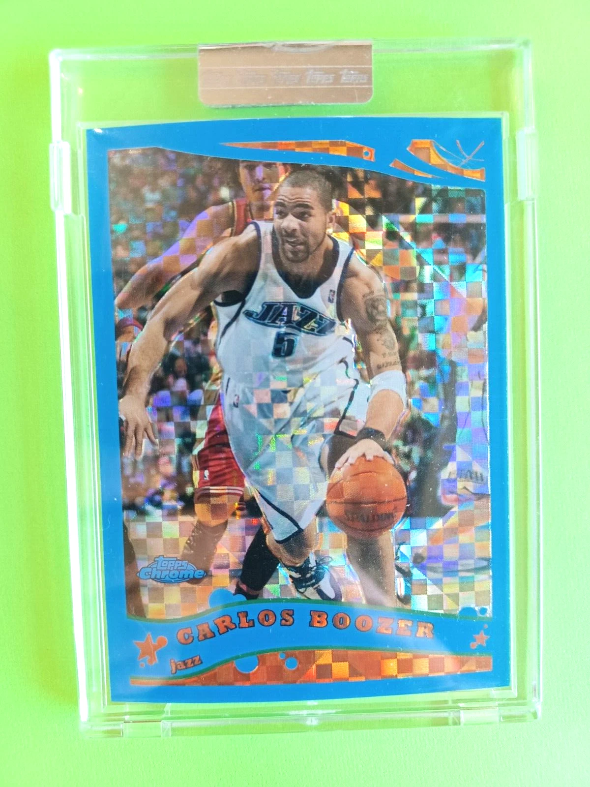 2005-06 TOPPS CHROME CARLOS BOOZER #59 BLUE XFRACTOR #34/90 UTAH JAZZ