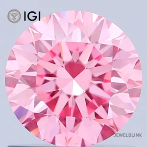 IGI Certified 0.86 Carat Fancy Vivid Pink VVS2 Round Cut CVD Lab Grown Diamond - Picture 1 of 19