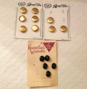 VINTAGE SET OF SEWING BUTTONS IN COLORS GOLD AND BLACK - Picture 1 of 4