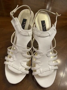 Nina New York Ladies White Strappy Heels Pumps Size 8.5 M - Picture 1 of 18