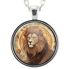 Leo Lion Zodiac Pendant Necklace, Handmade Astrological Sign Art