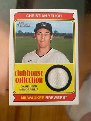 2023 Topps Heritage Christian Yelich Clubhouse Collection Memorabilia Card - Image 1 of 2