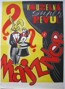 Kouzelná Zauber Revue Zauberer Majzner lithografiertes Orig Plakat 1955 - Picture 1 of 3