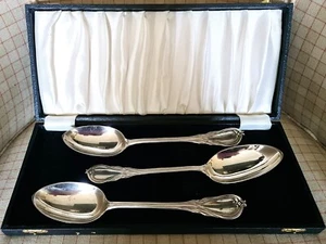 3 x Antique Sterling Silver CHARLES BOYTON 1885 Large SERVING SPOONS 9" - Picture 1 of 7