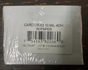 HID UltraCard CR-80 10 mil ADH Cards w/Paper 100 Pack - Picture 1 of 2
