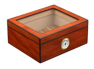 Hand Made - 25+ Cigar Humidor Humidifier Mahogany Wooden Case Box Hygrometer 63c - Imagen 1 de 6