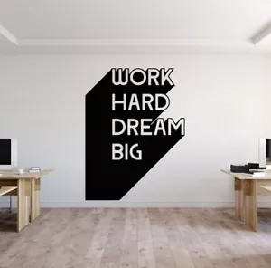 Work Hard Dream Big Word Quote Wall Decal Home School Office Wall Sticker Sale - Picture 1 of 3