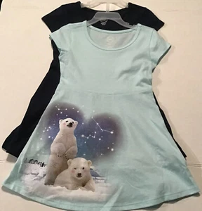 Wonder Nation Confezione 2 Vestito Gioco Blu Bambina XS 4-5, M 7-8, L 10-12 Orsi Polari - Foto 1 di 12