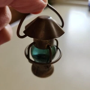 Vtg Miniature Brass Hanging Lantern Marble Dollhouse/Shadow Box  3" w Handle Up  - Picture 1 of 5