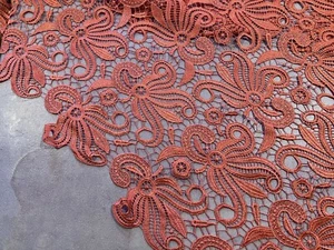 Coral Cutout  Embroidery Lace Fabric 45” Width Sold By The Yard - Picture 1 of 4