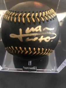 Juan Soto Autographed Black MLB Baseball Sweet Spot Signed in Gold Washington - Picture 1 of 10
