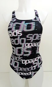 Girls Swimsuit Speedo Ages 7-8 yrs to 15-16yrs Black Mix Graphic Print New F1 - Picture 1 of 15