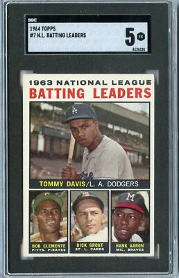 1964 Topps Batting Leaders Хэнк Аарон/Роберто Клементе No7 🚀😳💥 оценка SGC 5 - Изображение 1 из 2