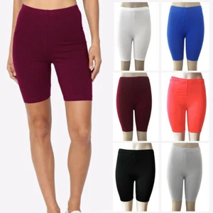 Damen Fitness Bike Shorts weiche Stretch Leggings Baumwolle Elasthan Training Yoga USA - Bild 1 von 29