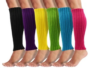 Leg Warmers for Women 6 Pairs Knee High Cable Knit Warm Thermal Acrylic Winte... - Picture 1 of 9