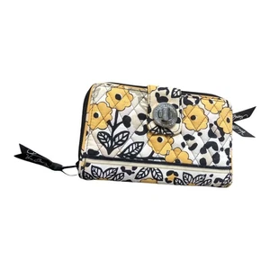 Vera Bradley Damen Geldbörse Go Wild Floral gelb Drehverschluss Akkordeon umlaufender Reißverschluss - Bild 1 von 12