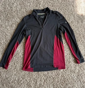 Men's Smartwool Merino Sport Long Sleeve 1/4 Zip, Black/Red, Size M - Picture 1 of 2