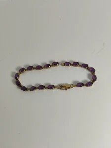 10k Gold Amethyst Tennis Armband zur Reparatur Asis 4 Gramm Schrott Gebrauchsspuren - Bild 1 von 19