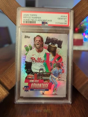 Topps Home Field Advantage #HA4 2025 Bryce Harper Phillies PSA 10 GEMA como nuevo Foto 1 de 2
