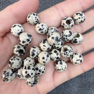 Cuentas sueltas de jaspe dálmata natural de 10 mm con agujero grande para hacer joyas 20/40 un. - Imagen 1 de 8