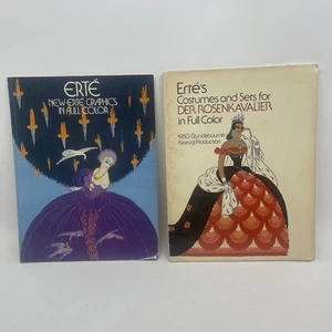 Erte Fashion Drawings x 2 Harper's Bazar vintage books 1976 large Read condition - Picture 1 of 7