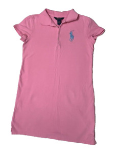 Polo Ralph Lauren Light Pink Blue Big Pony girls Shirt dress XL 16 women's XS