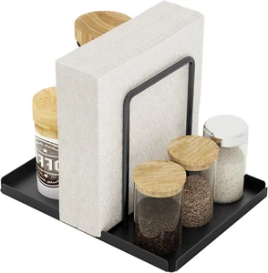 Napkin Holder, Metal Napkin Holder for Table with Salt and Pepper Shakers Caddy, - Picture 1 of 12