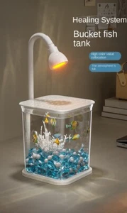 Aquarium Fish Tank Small Betta Tank Starter Kit w/Light Desktop Birthday Gifts - Picture 1 of 19