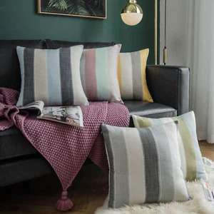 45cm 60cm Stripe Square Pillowcase Sofa Bed Throw Cushion Cover Pillow Case 1pc - Picture 1 of 16