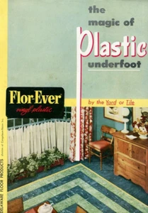 Brochure plastica pavimento Flor-Ever prodotti vinile Delaware metà secolo 1952 - Foto 1 di 7