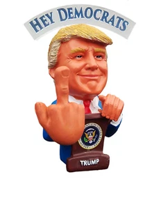 President Trump Funny F#K U Democrats Fake NEWS Bobble Middle Finger Bobblehead - Picture 1 of 3