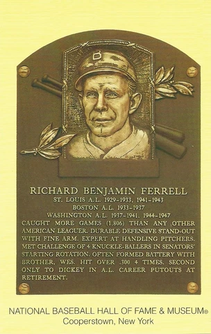 Postcard Richard Ferrell Boston St Louis Cardinals Baseball HOF Cooperstown MINT Cover