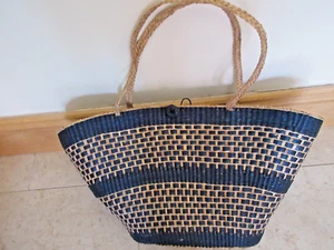LARGE STRAW TOTE BAG 90's VINTAGE UNUSED - Picture 1 of 8