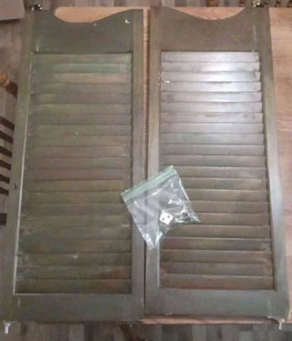 Vintage Swinging Wood Cafe Saloon Doors + Brackets 14.25 X 34.5 Cover