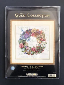 Dimensions Gold Collections “Wreath Of All Seasons” Counted Cross Stitch Kit - Picture 1 of 3