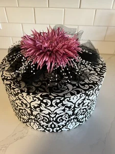 Decorative Hat Box/Storage Box, Paisley, Flowers & Tulle,  Beads. EUC - Picture 1 of 5