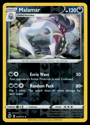 Pokemon Card - SWSH - Champion's Path Malamar 045/073 Reverse Holo - NM - Image 1 of 2