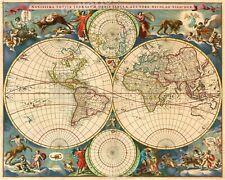 1695 Old World Historic Vintage Style Wall Map Poster - 20x24