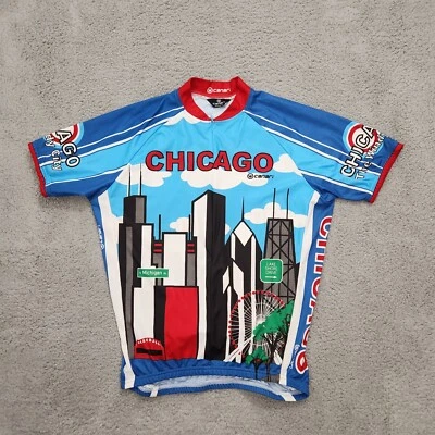 Canari Cycling Jersey Mens Large Blue Chicago City Downtown Skyline US Made - Image 1 of 4