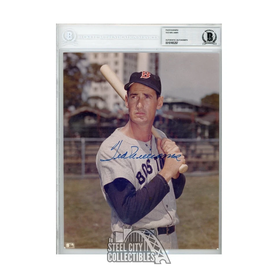 Ted Williams Autographed Boston Red Sox Encapsulated 8x10 Baseball Photo - BAS - Image 1 of 1