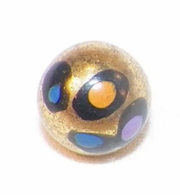 4 Brass Buttons Ball Shape Hollow Blue Purple Orange Enamel Small Vintage #67 - Image 1 of 4