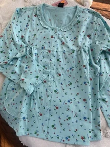 Pajama Sleepwear Set Blue Floral Size Medium NWT - Picture 1 of 8