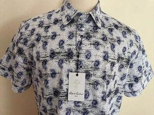 Robert Graham Blue Abstract Geo Short Sleeve Shirt Size L BRAND NEW w/ Tags - Picture 1 of 5