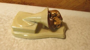 Antique Gold Fairing Bear By Record Player Horn - Picture 1 of 1
